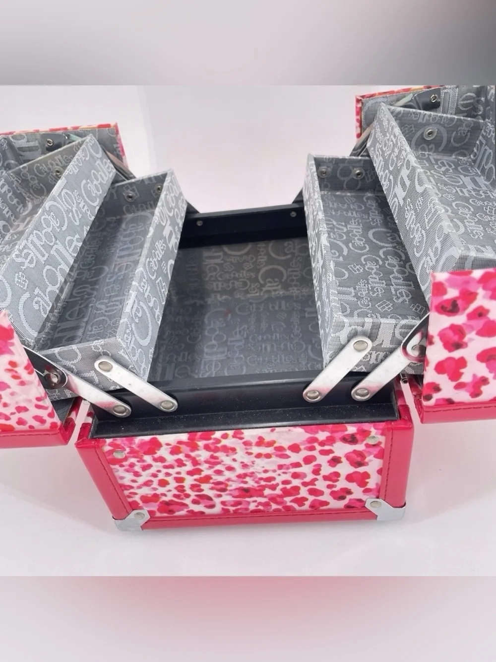 RARE! Y2K Caboodles Pink Leopard Print Train Case | Expandable Makeup Organizer